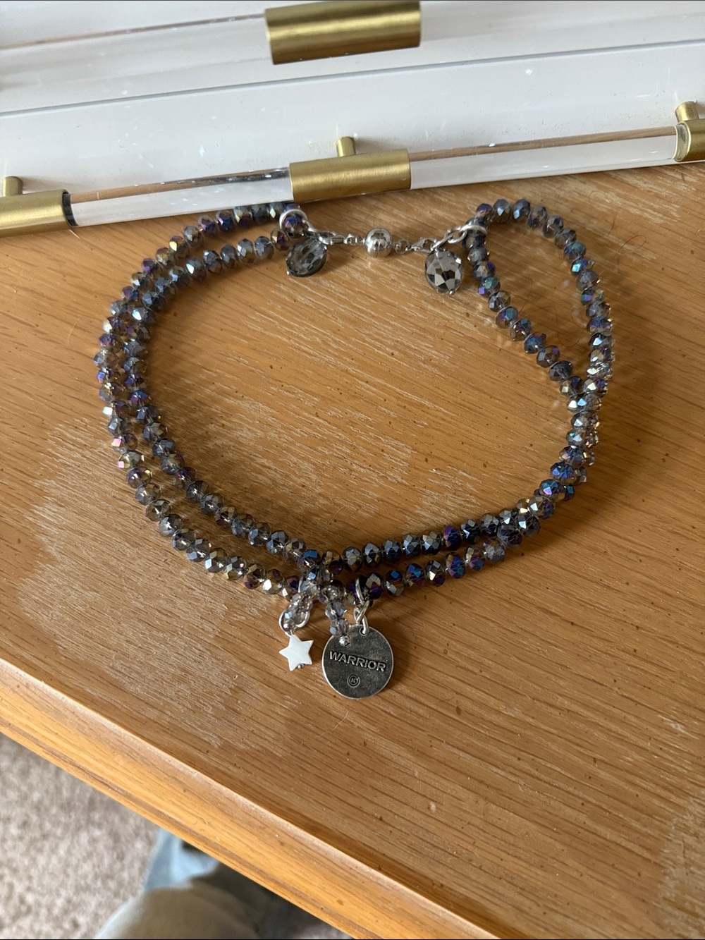 Multi-Strand Iridescent Beaded Women’s Bracelet with Celtic Charm - Picture 4 of 4
